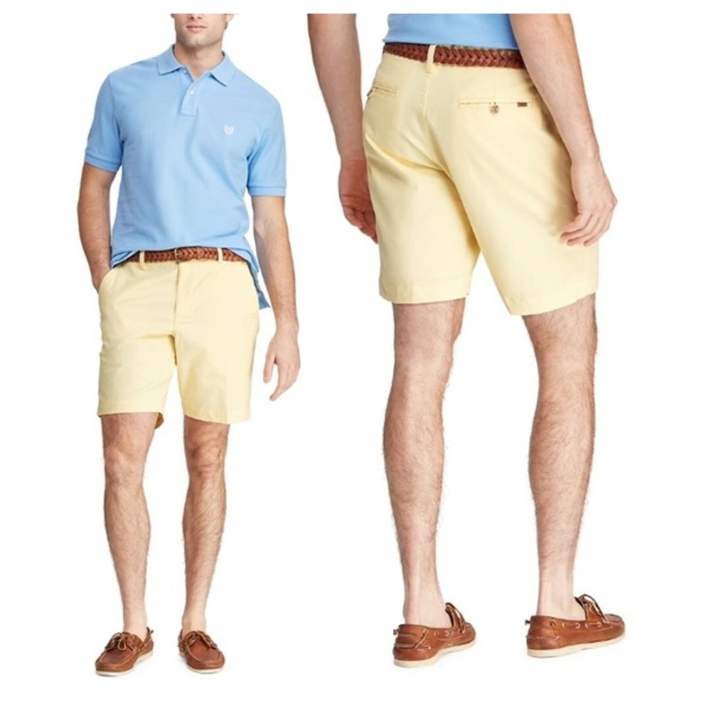 CHAPS Classic Flat Front  Shorts - Yellow, Size 32